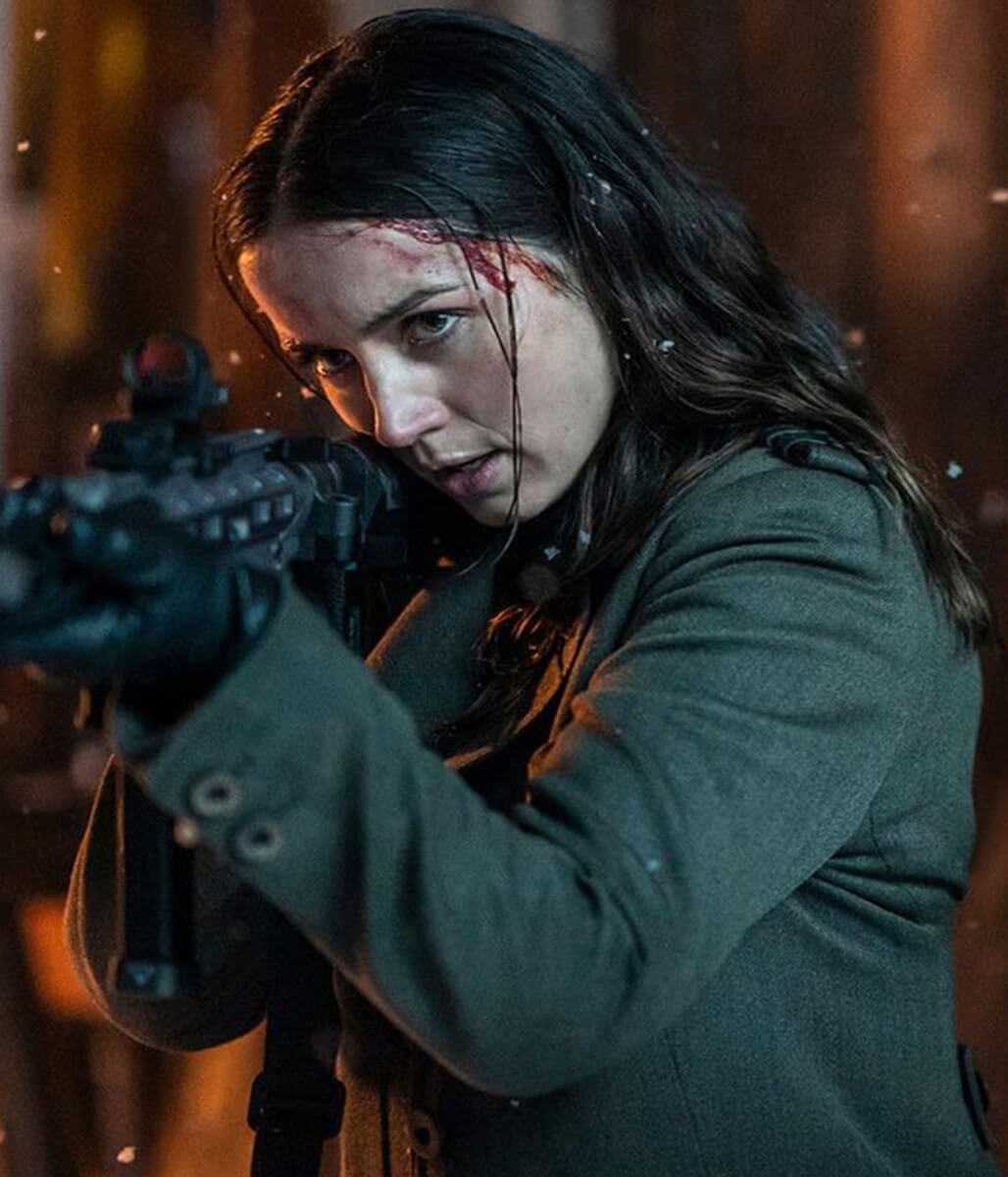 Ballerina 2025 Ana de Armas Grey Wool Coat