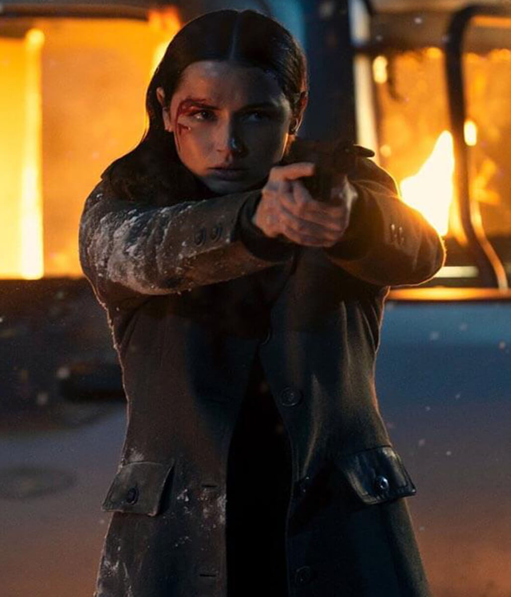 Ballerina 2025 Ana de Armas Grey Wool Coat