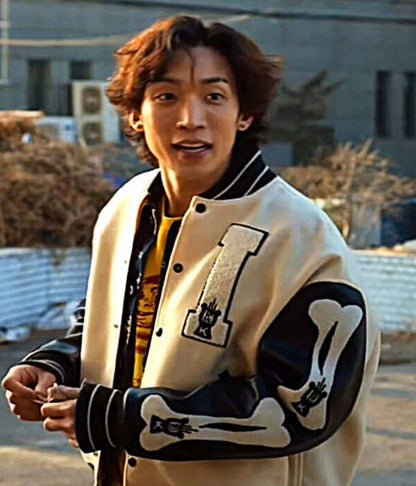 Bloodhounds S01 Hoo Woo Jin White Varsity Jacket