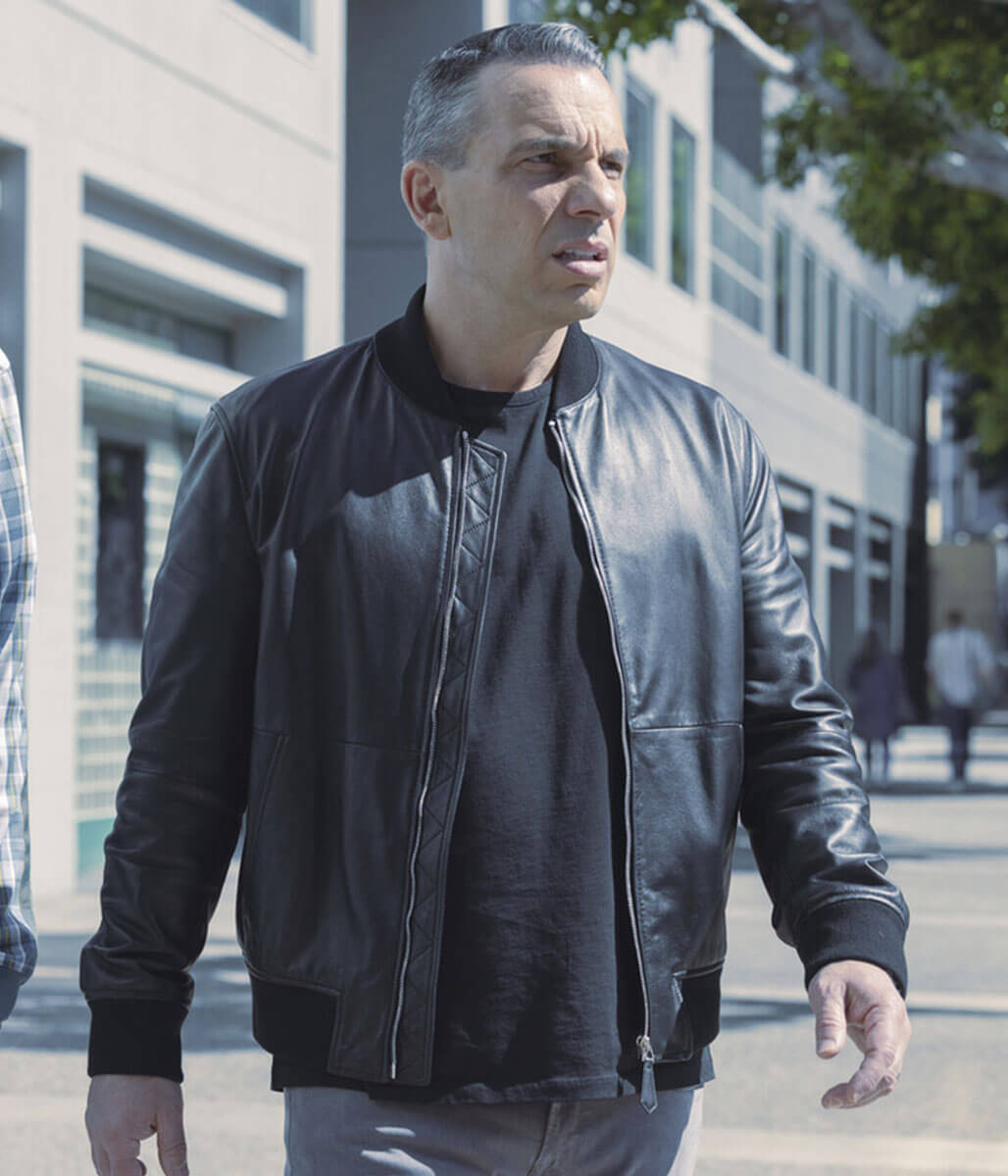 Bookie 2025 Sebastian Maniscalco Black Bomber Jacket