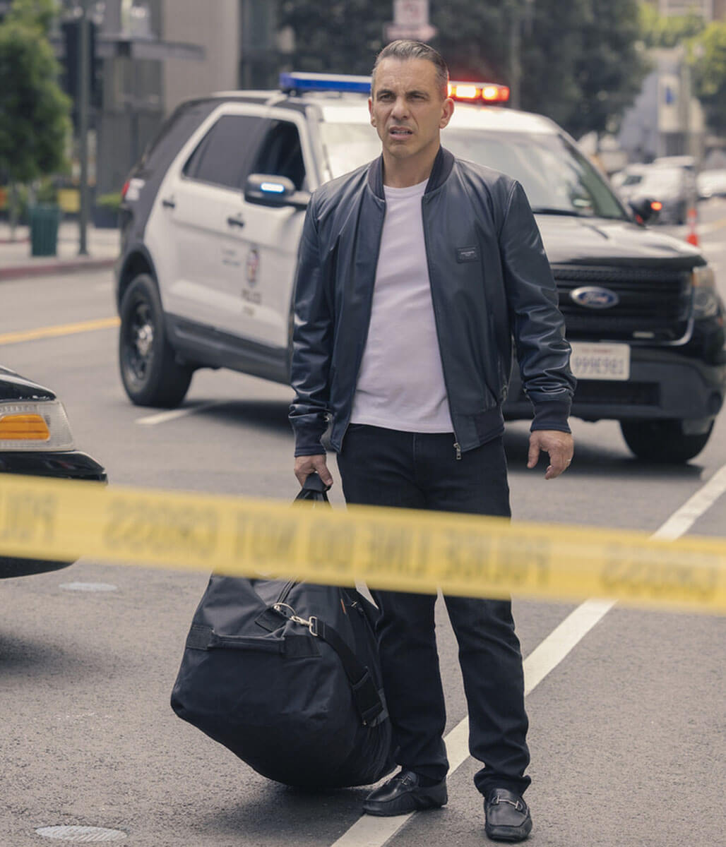 Bookie 2025 Sebastian Maniscalco Black Bomber Jacket