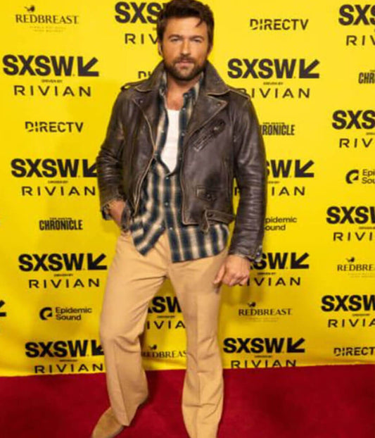 Brandon Sklenar Drop 2025 Biker Leather Jacket