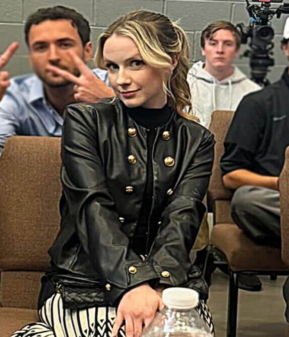 Bride for the Quarterback Christine Oswald Black Leather Jacket