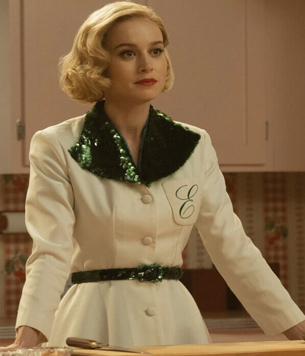 Brie Larson Lessons In Chemistry 2023 White Cotton Coat