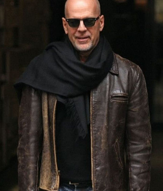 Bruce Willis Brown Leather Jacket