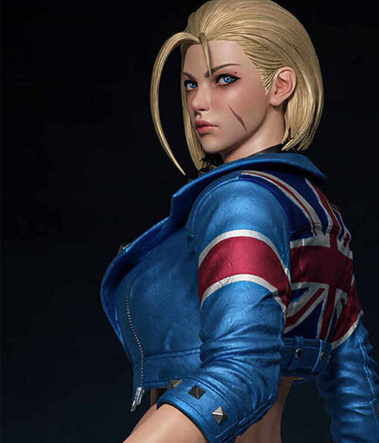 Cammy White Street Fighter 6 blue biker Leather jacket