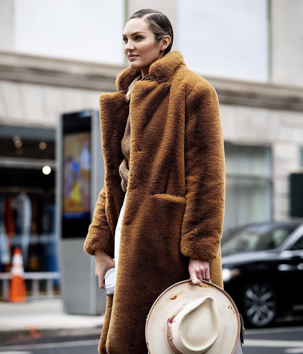 Candice Swanepeol Brown Teddy Coat