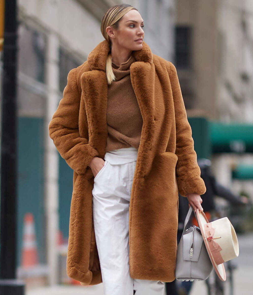 Candice Swanepeol Brown Teddy Coat