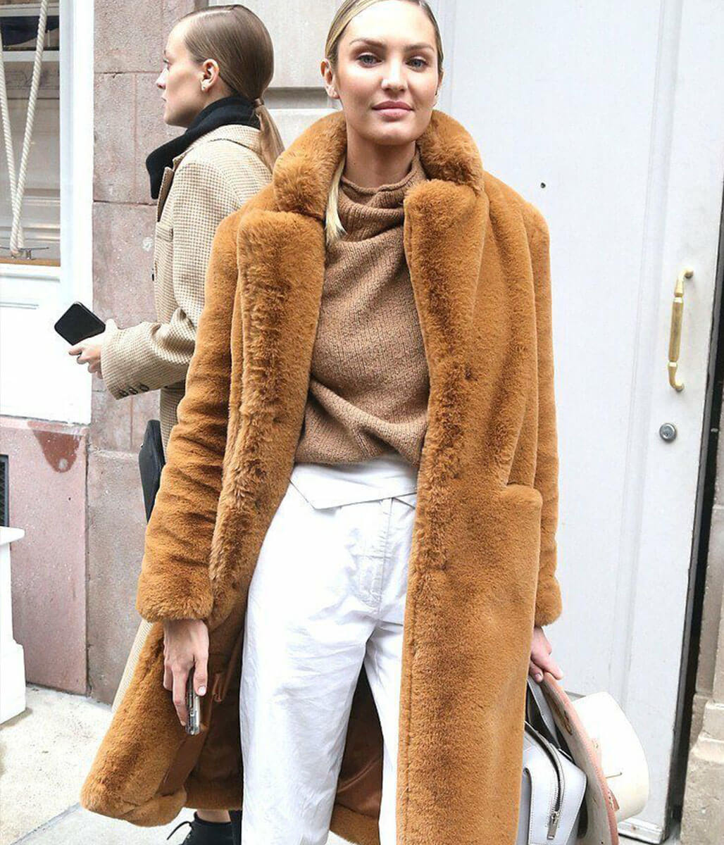 Candice Swanepeol Brown Teddy Coat