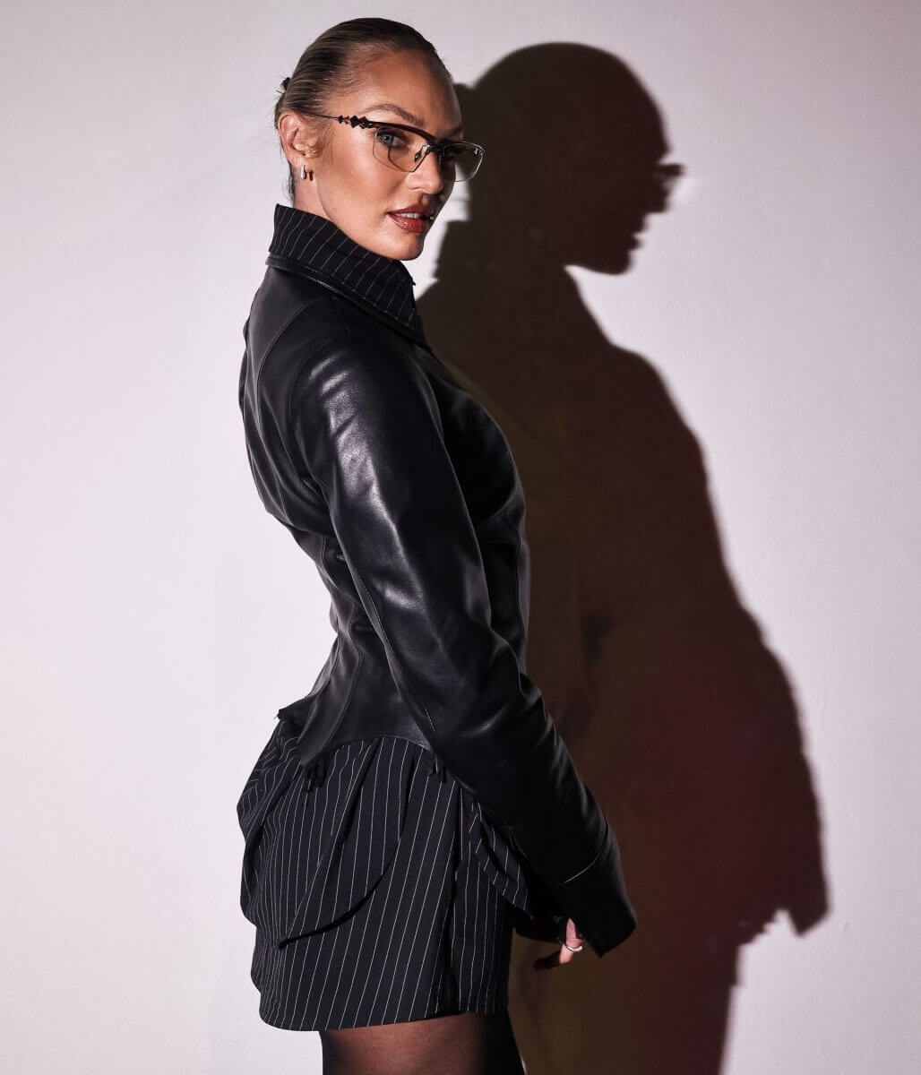 Candice Swanepoel Black Leather Jacket