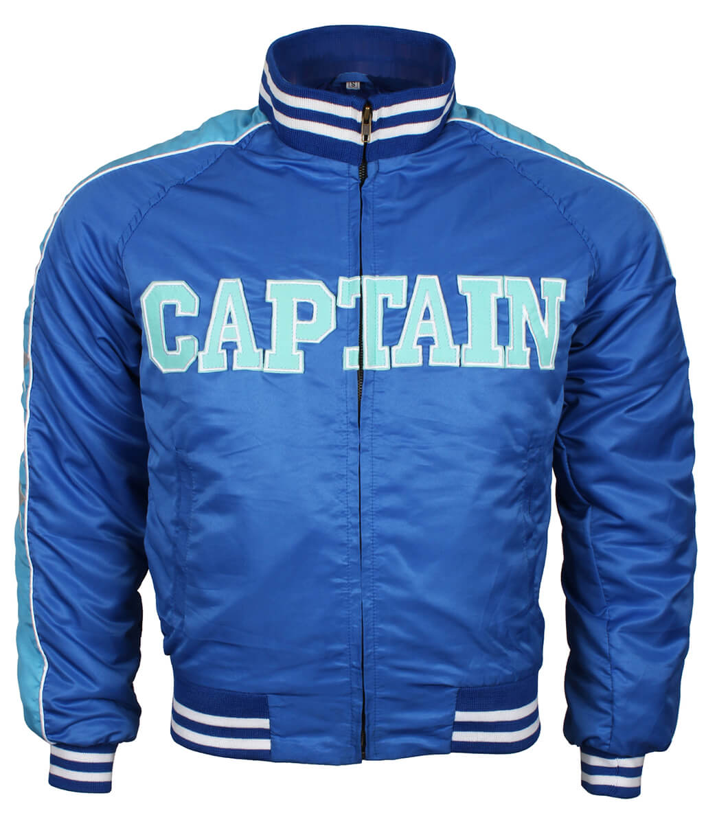 Captain Royal Blue Satin Varsity Track Jacket