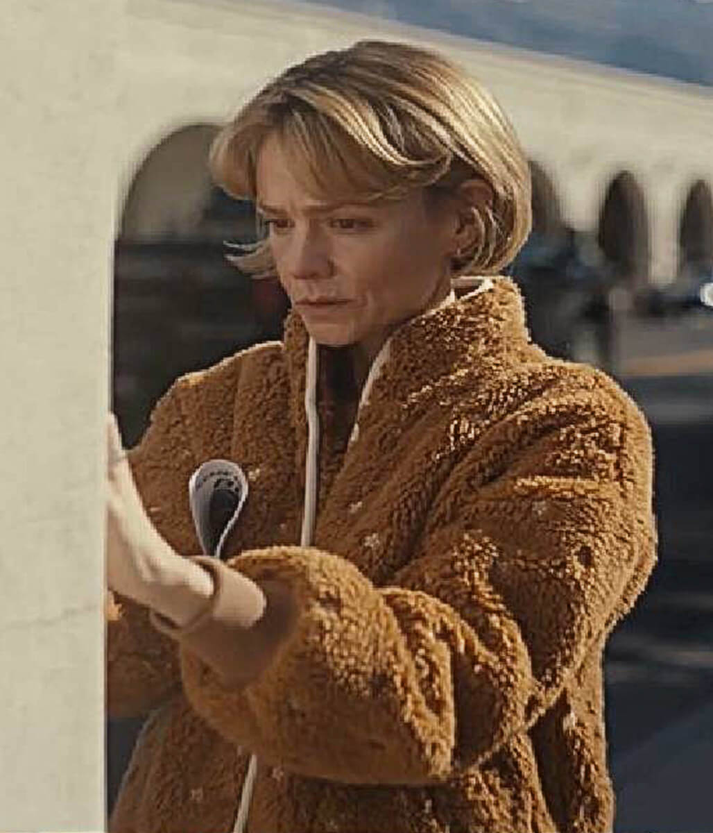 Carey Mulligan Beef S02 Brown Sherpa Bomber Jacket