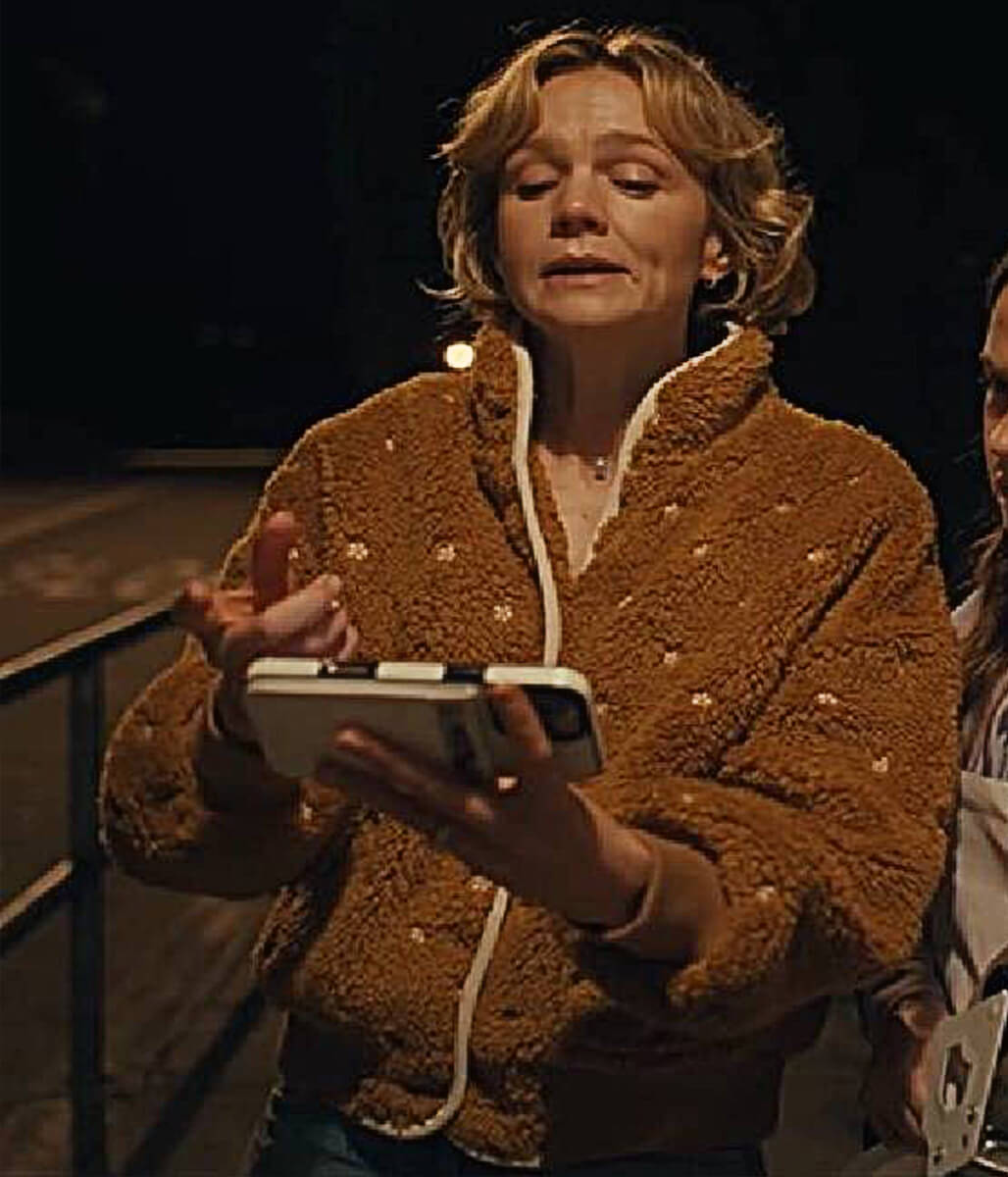 Carey Mulligan Beef S02 Brown Sherpa Bomber Jacket