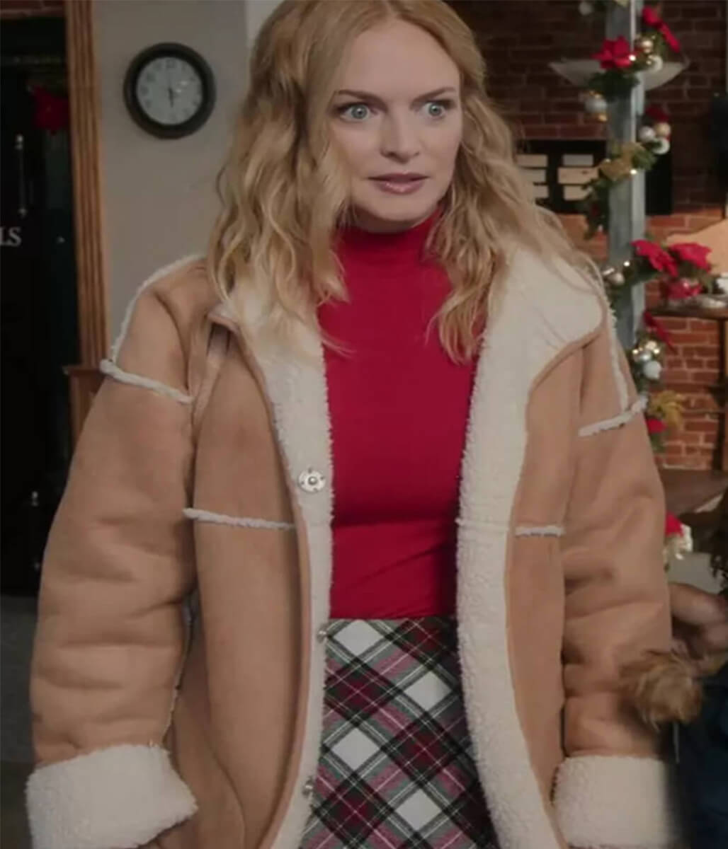 Charlotte Sanders Best Christmas Ever Suede Shearling Jacket