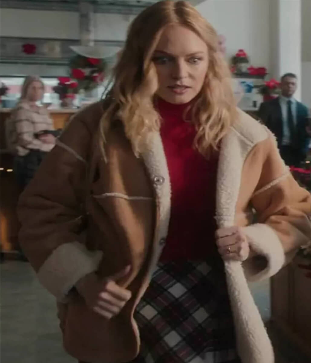 Charlotte Sanders Best Christmas Ever Suede Shearling Jacket