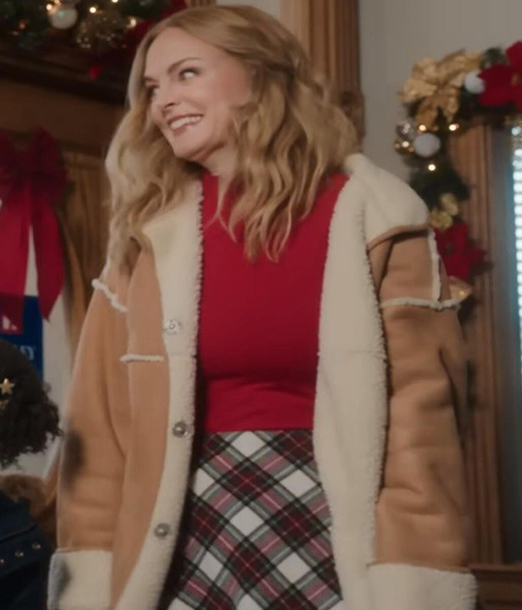 Charlotte Sanders Best Christmas Ever Suede Shearling Jacket