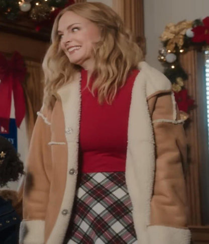 Charlotte Sanders Best Christmas Ever Suede Shearling Jacket