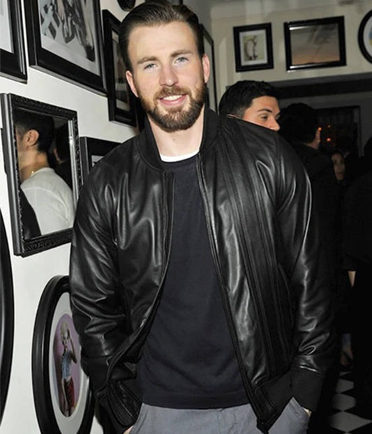 Chris Evans Black Leather Jacket