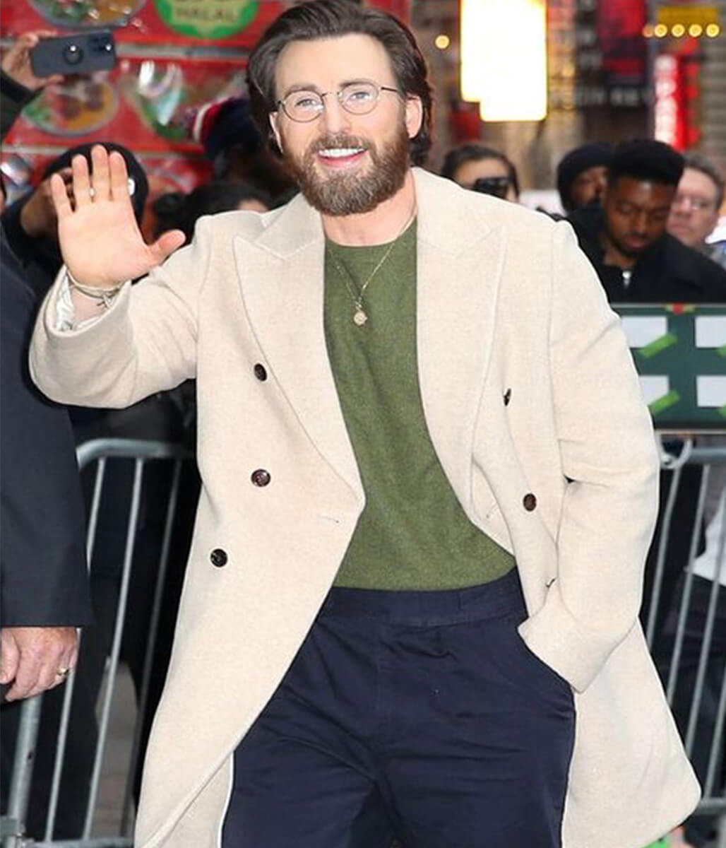 Chris Evans Red One Off-White Wool Coat