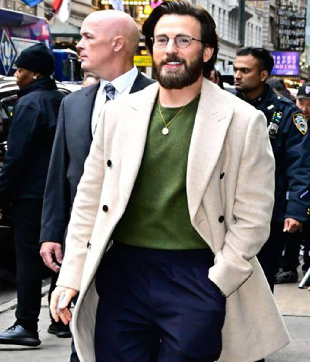 Chris Evans Red One Off-White Wool Coat