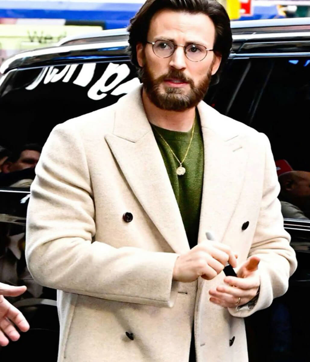 Chris Evans Red One Off-White Wool Coat