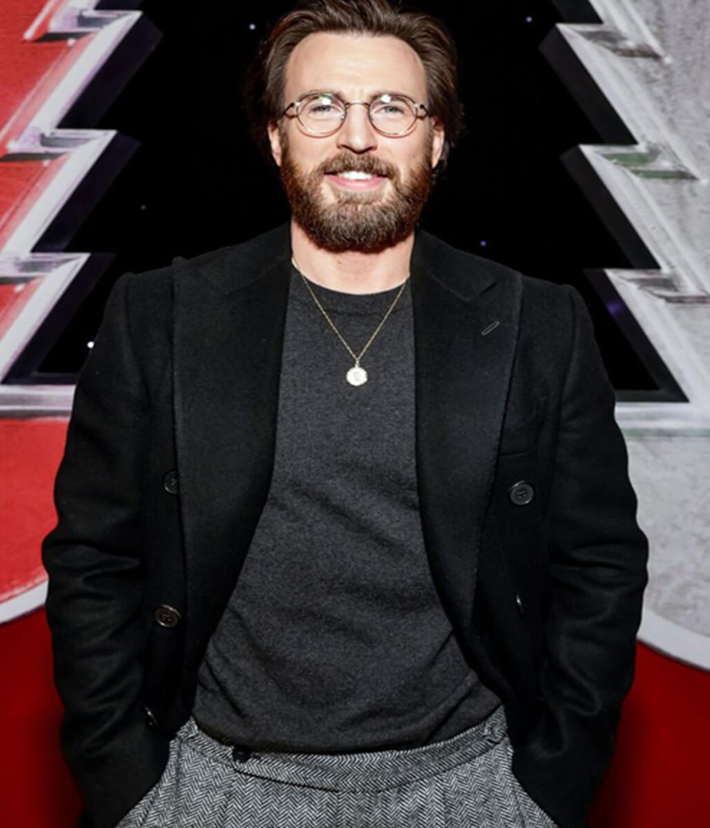 Chris Evans Red One Winter Wool Black Coat
