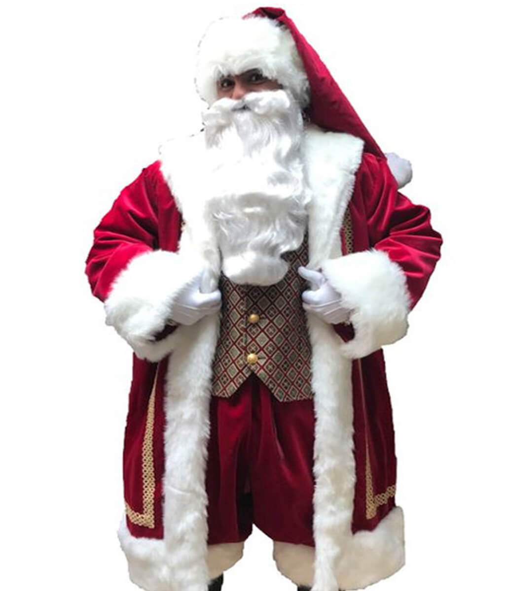 Christmas Bad Santa Claus Red Velvet Costume Coat