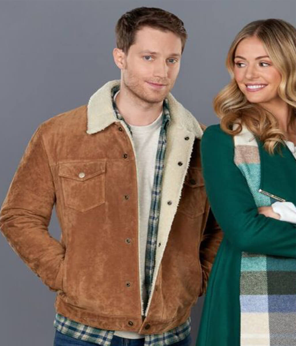 Christmas by Design Brown Trucker Leather Shearling Jacket