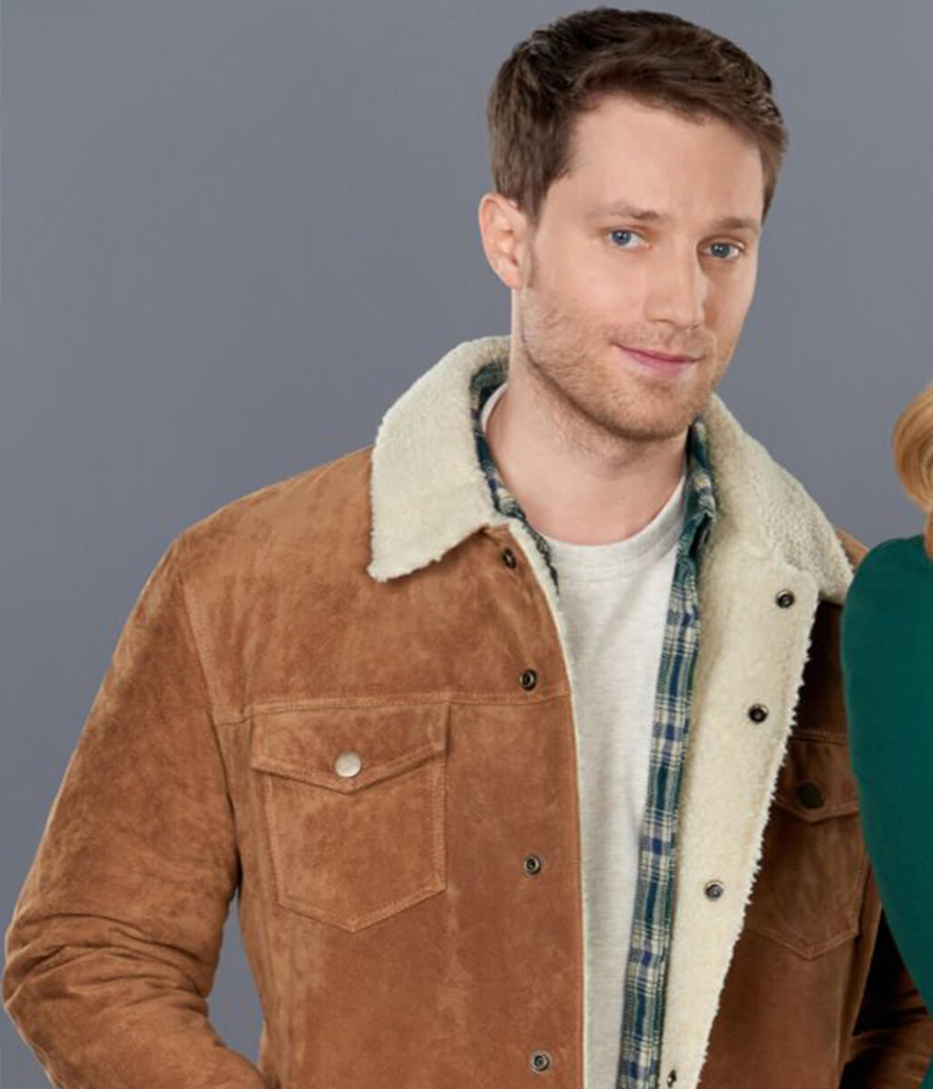 Christmas by Design Brown Trucker Leather Shearling Jacket