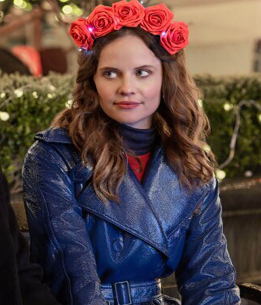 Christmas In Notting Hill Sarah Ramos Blue Leather Coat