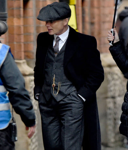 Cillian Murphy Peaky Blinders Tommy Shelby Black Wool Coat  