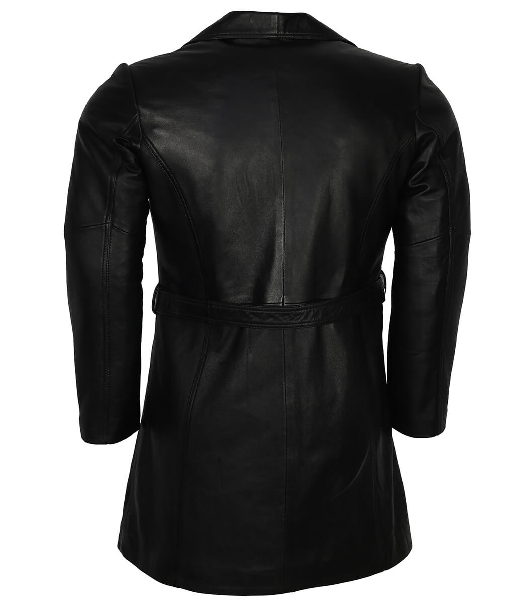 Classic Vintage Men Black Belted Trench Coat