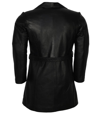 Classic Vintage Men Black Belted Trench Coat