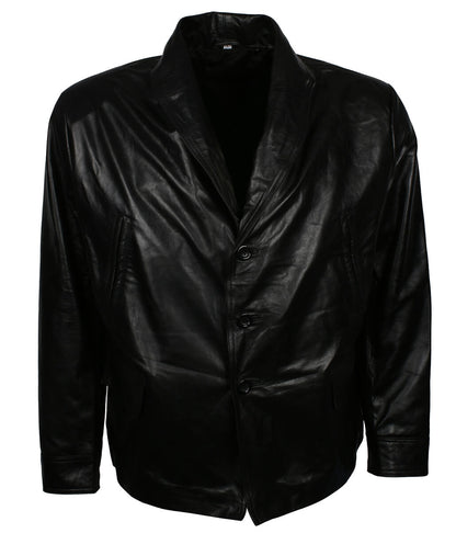 Classic Vintage Winter Men Fur Collar Black Leather Coat