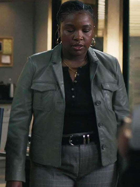 Courtney Taylor Ballard 2025 Grey Leather Blazer