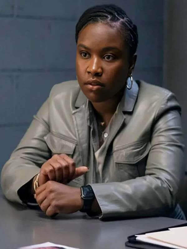 Courtney Taylor Ballard 2025 Grey Leather Blazer