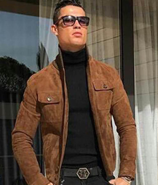 Cristiano Ronaldo Brown Suede Jacket