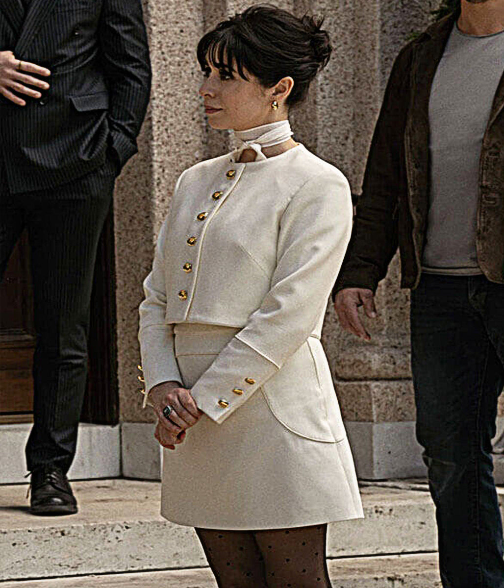 Cristin Milioti The Penguin S01 White Cropped Jacket