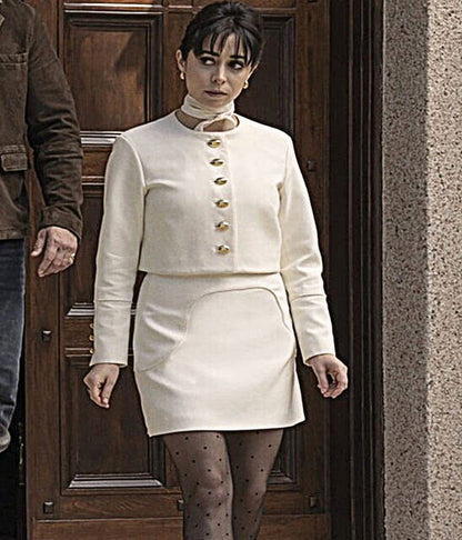 Cristin Milioti The Penguin S01 White Cropped Jacket