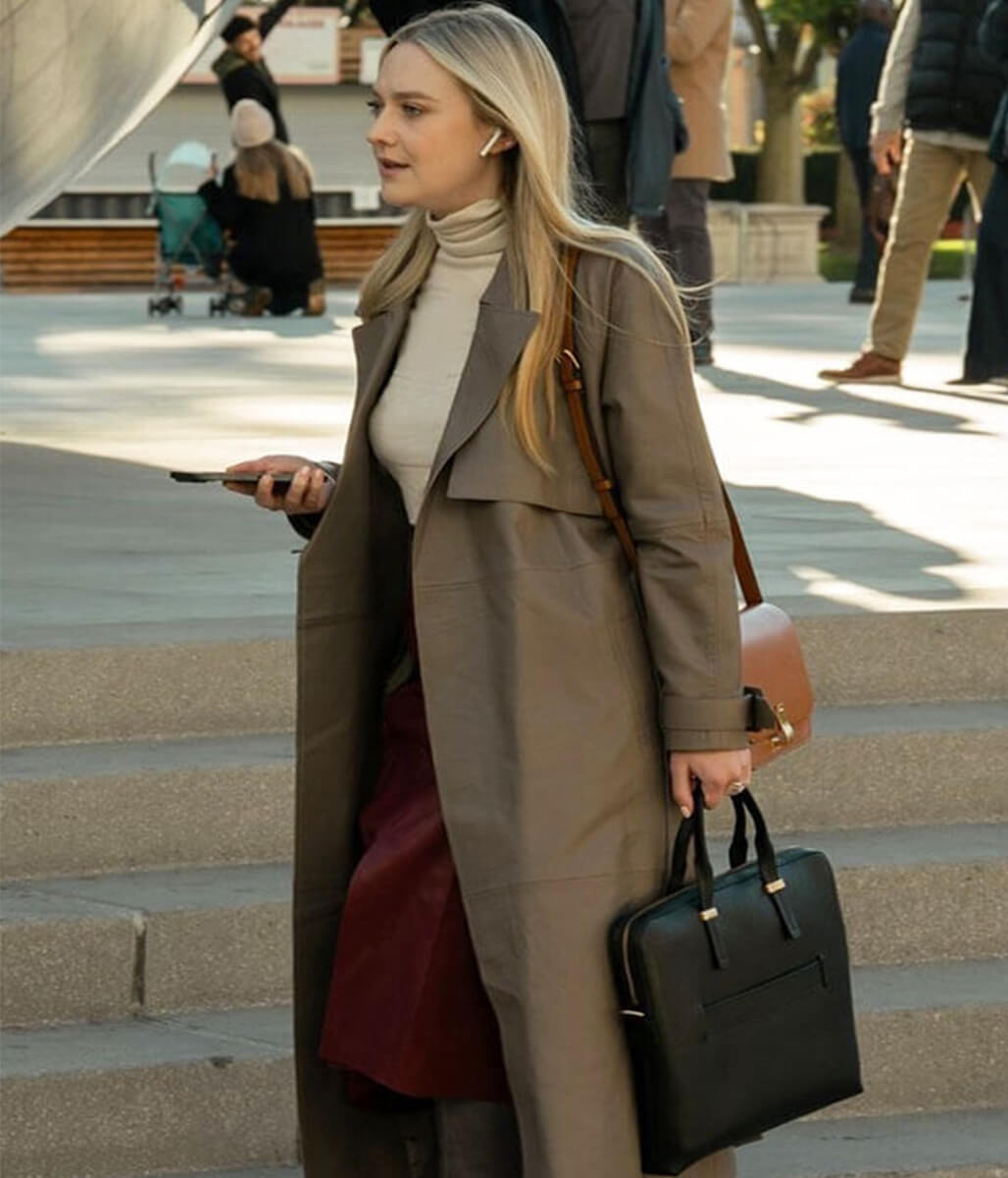 Dakota Fanning All Her Fault S01 Brown Leather Coat