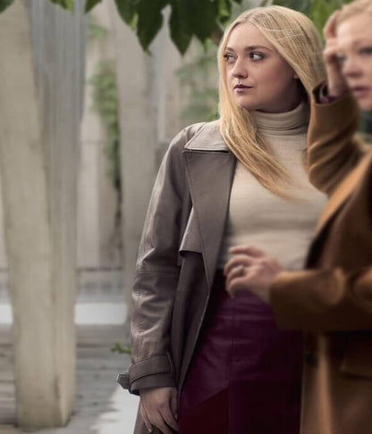 Dakota Fanning All Her Fault S01 Brown Leather Coat