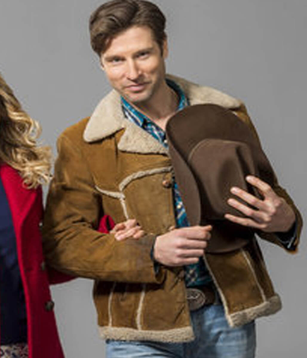 Damon Runyan One Starry Christmas Shearling Suede Jacket