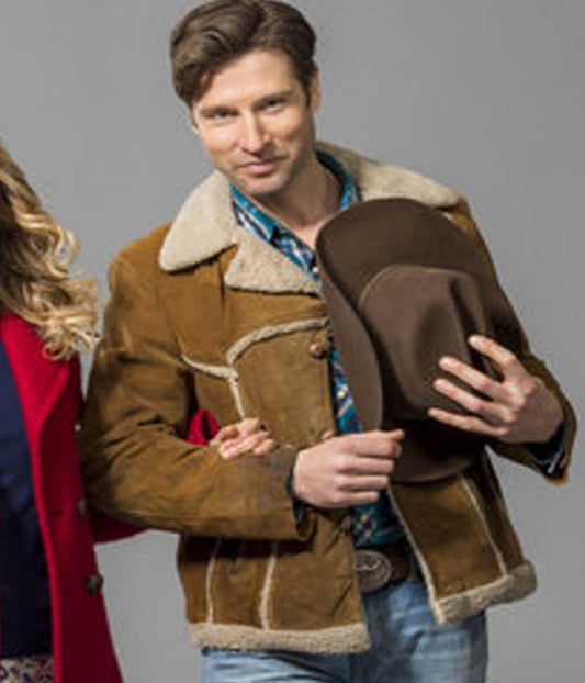 Damon Runyan One Starry Christmas Shearling Suede Jacket