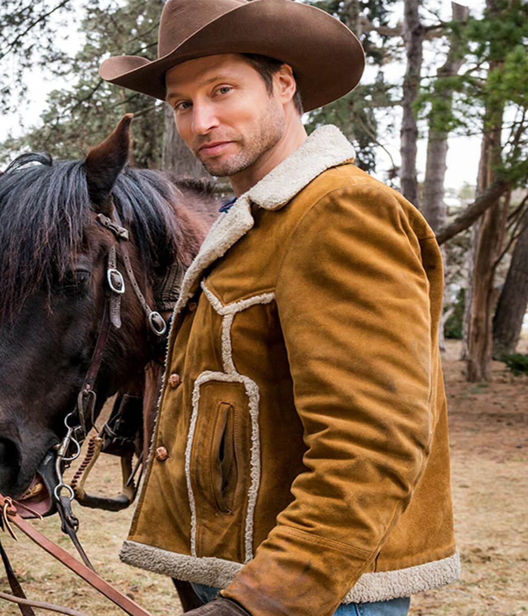 Damon Runyan One Starry Christmas Shearling Suede Jacket