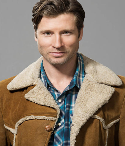 Damon Runyan One Starry Christmas Shearling Suede Jacket