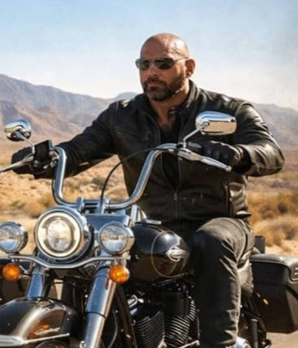 Dave Bautista The Wrecking Crew 2026 Black Leather Jacket