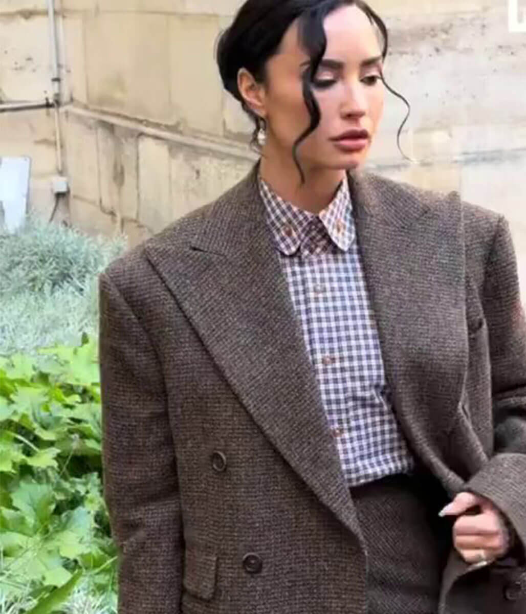 Demi Lovato Paris Fashion Week 2025 Brown Wool Blazer