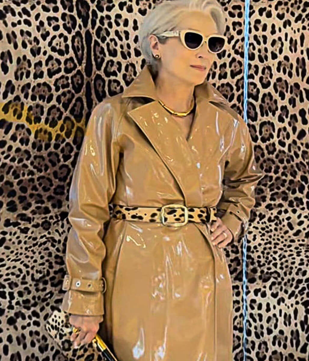 Devil Wears Prada 2 Meryl Streep Beige Leather Coat