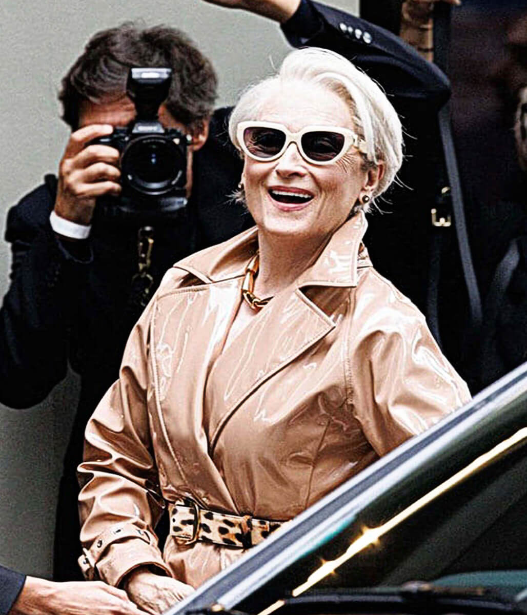 Devil Wears Prada 2 Meryl Streep Beige Leather Coat