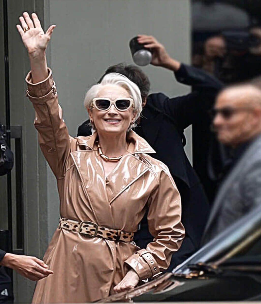 Devil Wears Prada 2 Meryl Streep Beige Leather Coat